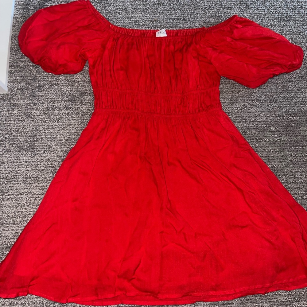 Red off the shoulder dress